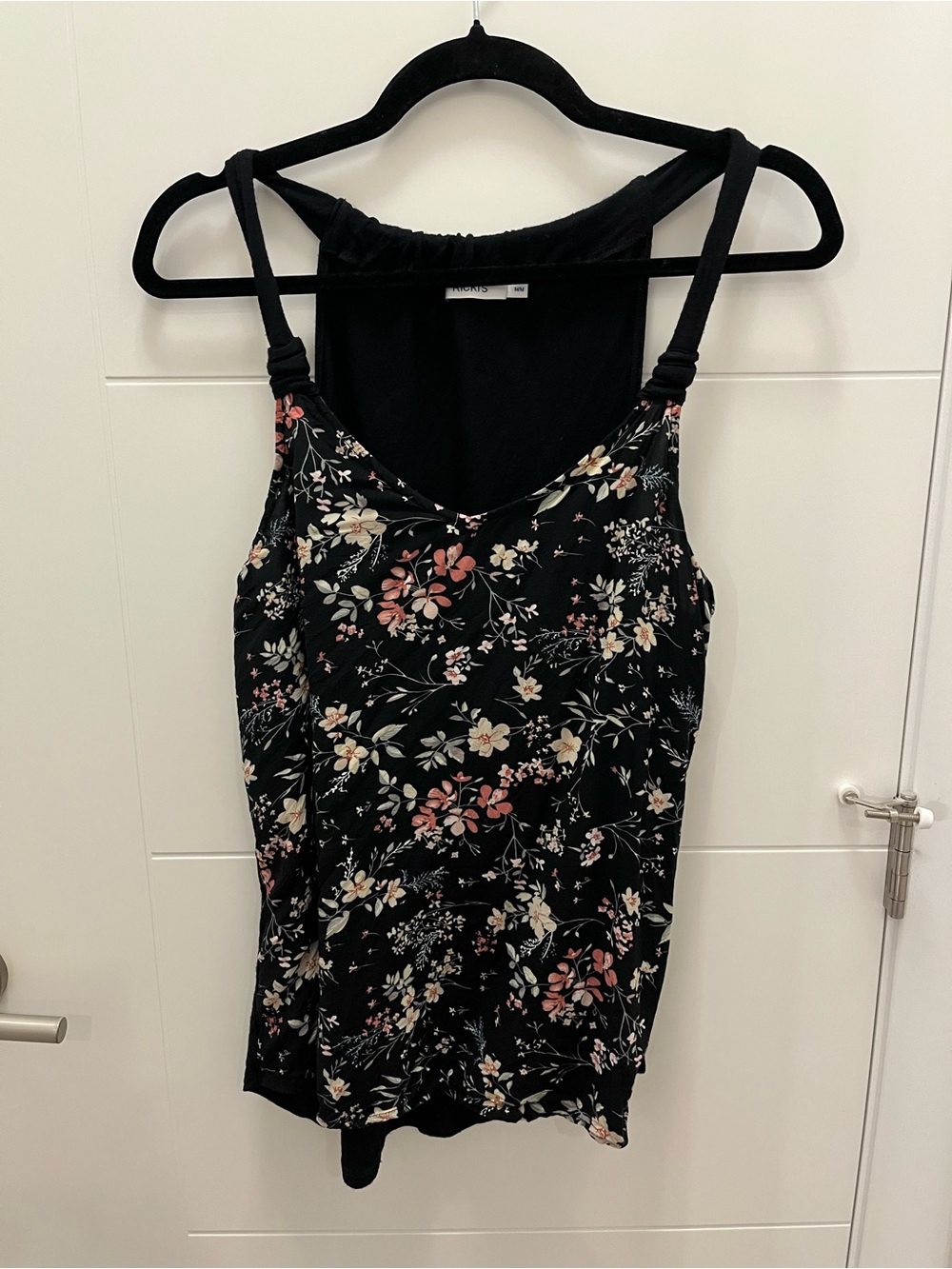 Ricki's Black Floral Tank with Knotted Straps Medium